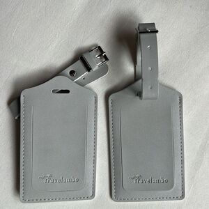 Gray Leather Luggage Tags set of 2